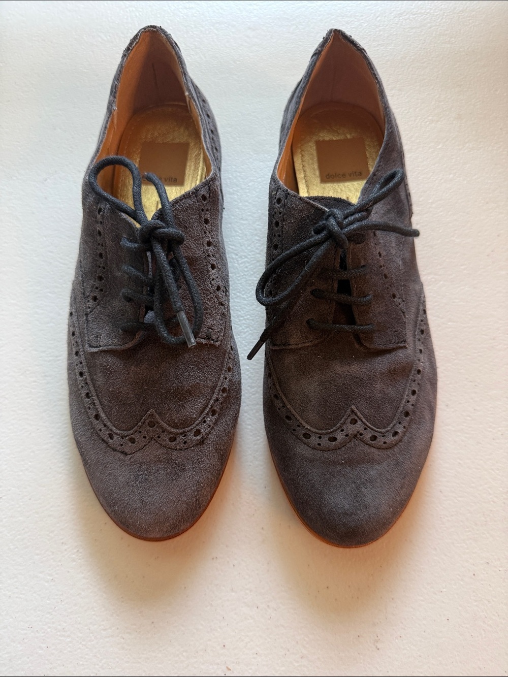 Dolce Vita Dark Gray Suede Women’s Oxford Loafers Preppy Casual size 7.5
